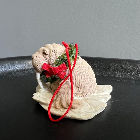 Vintage Holiday Walrus Christmas Ornament  Resin - Picture 2 of 8